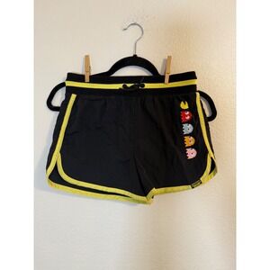 Justice Pac-Man Girls Shorts Black Yellow Athletic Gym Retro Gaming Size L 12/14